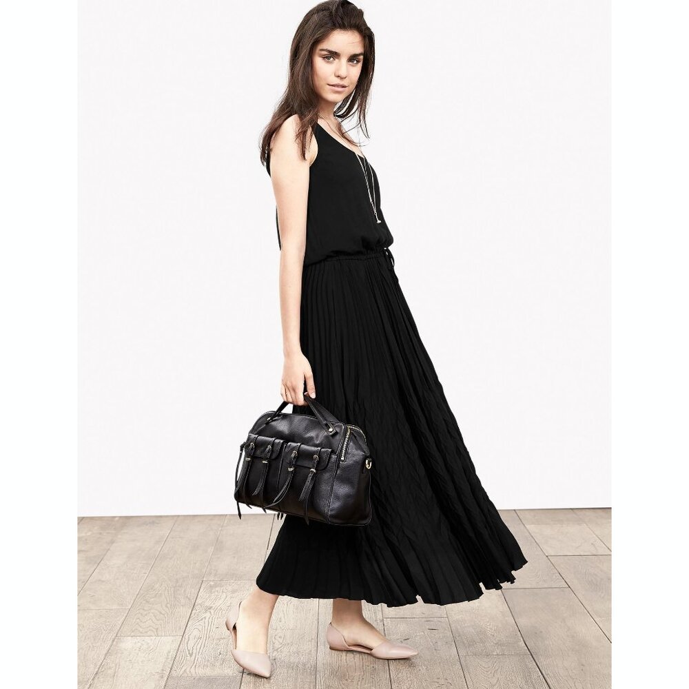 Banana Republic Zigzag Luxe Chiffon Layered Maxi Dress in Black M